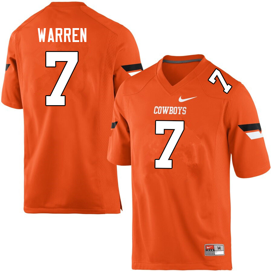 Men #7 Jaylen Warren Oklahoma State Cowboys College Football Jerseys Sale-Orange - Click Image to Close